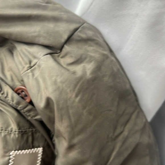 Add Down Women's khaki Pillow Collar puffy  Belted Jacket Medium - Picture 7 of 12